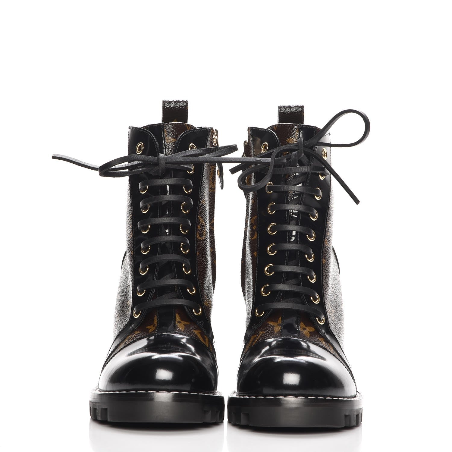 Louis Vuitton Patent Calfskin Monogram Star Trail Ankle Boots 41 Black 2 of 9