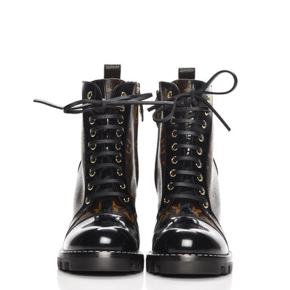 Louis Vuitton Patent Calfskin Monogram Star Trail Ankle Boots 41 Black 2 of 9
