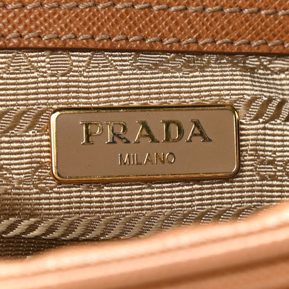 Prada Saffiano Lux Double Zip Crossbody Bag Caramel 6 of 13
