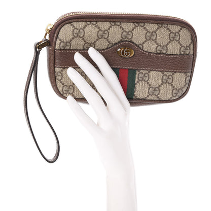 Gucci GG Supreme Monogram Ophidia Phone Case Wristlet Brown 2 of 8