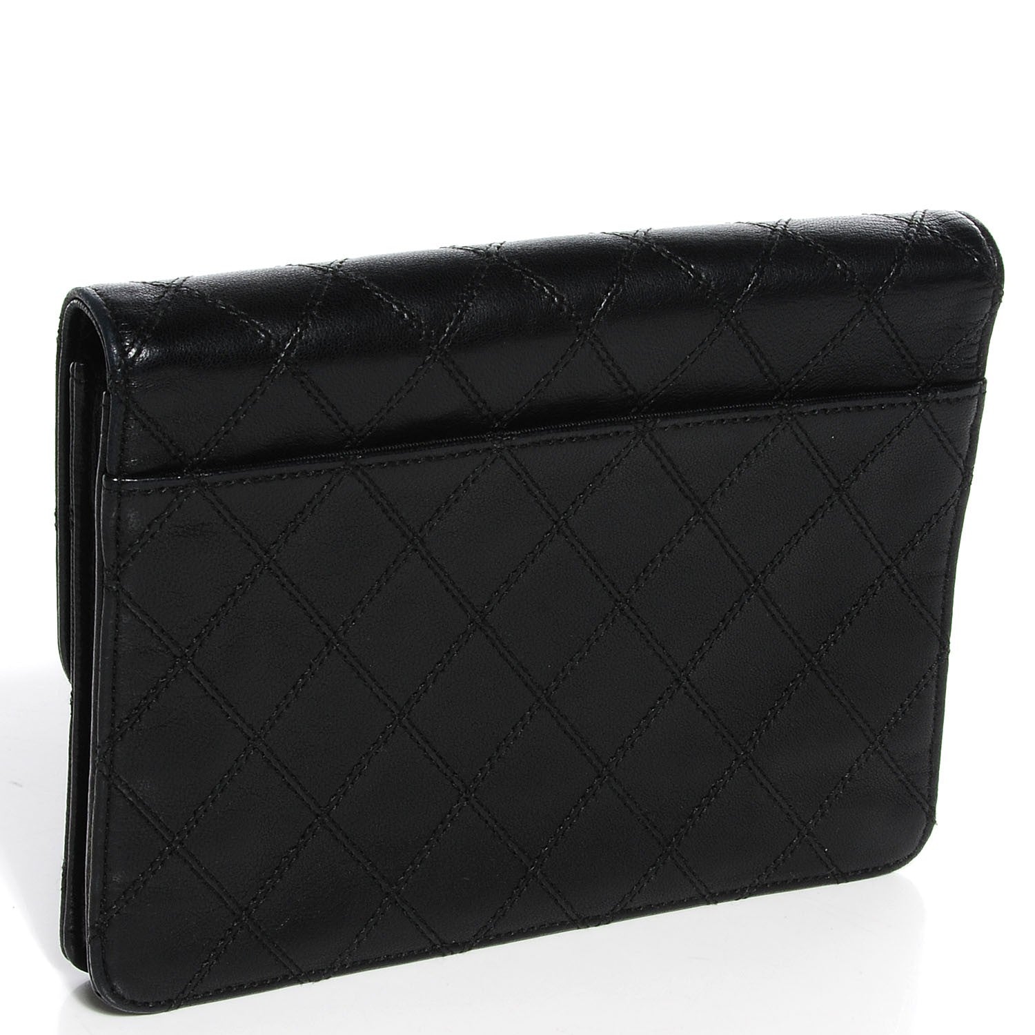 Chanel Lambskin Diamond Stitch Compact Wallet Black 3 of 8
