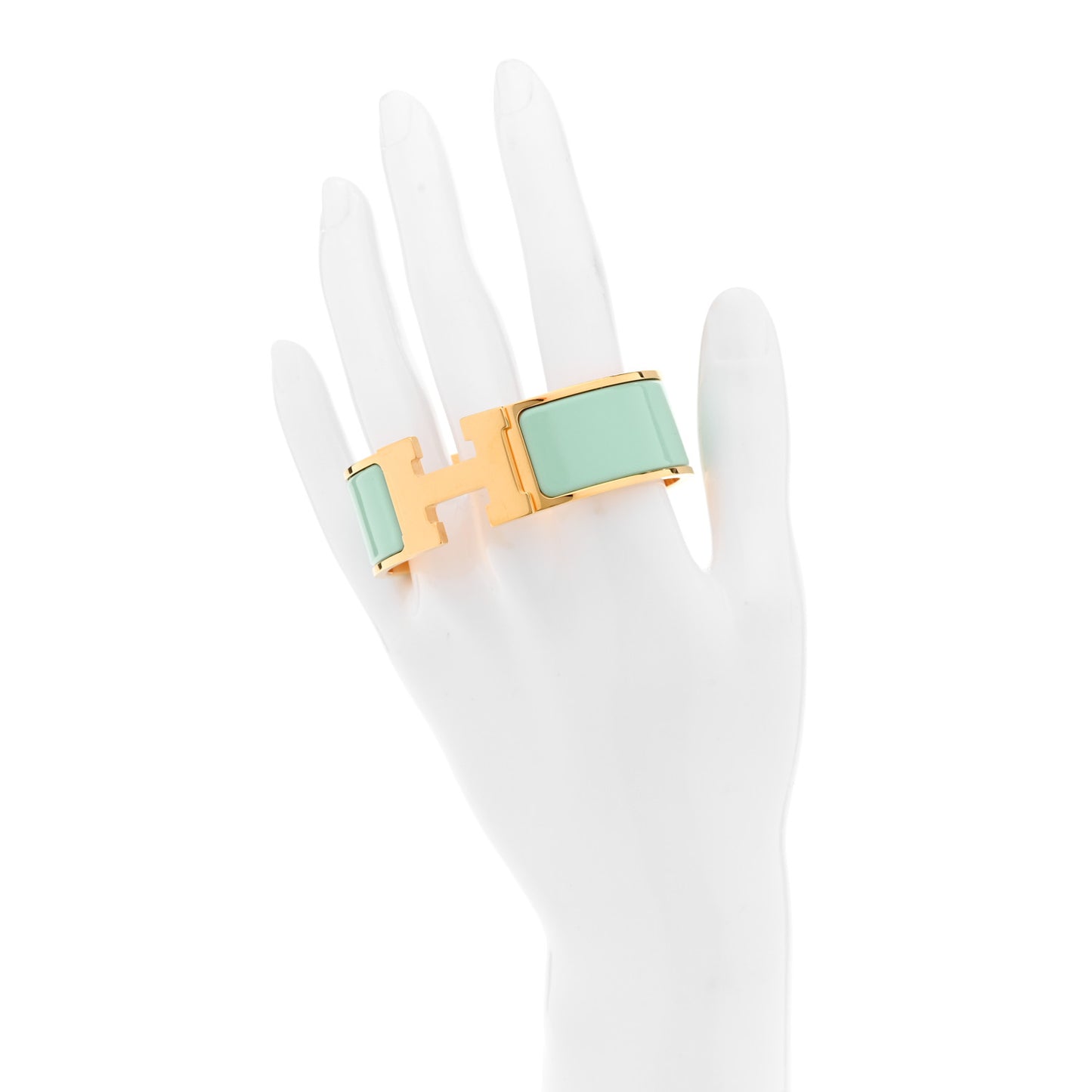 Enamel Wide Clic Clac H Bracelet PM Vert Aqua