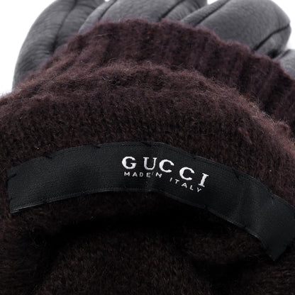 Gucci Nappa Cashmere Gloves 7.5 Dark Brown 3 of 5