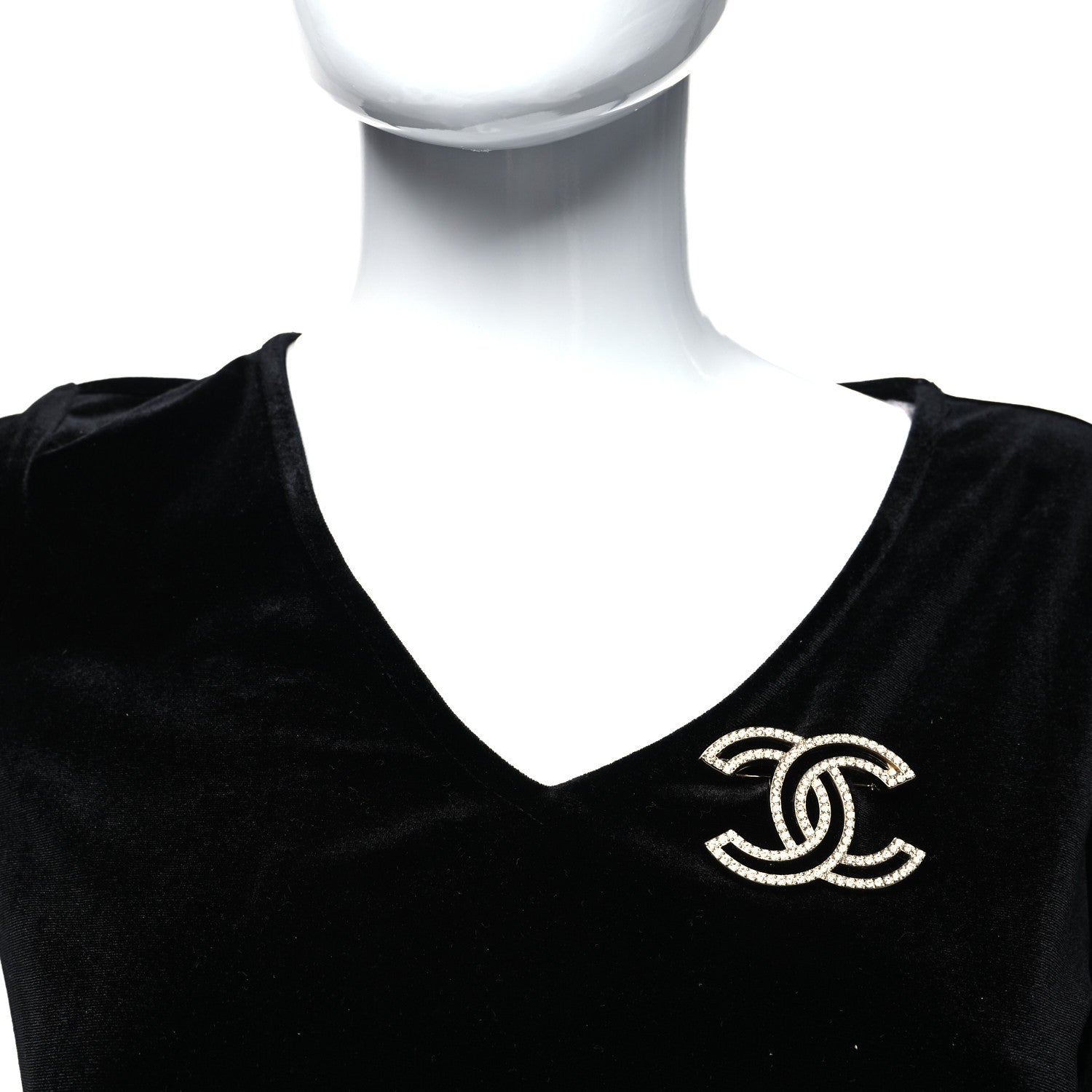 Chanel Crystal CC Brooch Light Gold 2 of 4