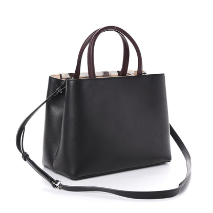 Fendi Vitello Dolce Fox Mink Bi-Color Monster Mirror Charm Petite 2Jours Tote Black Bordeaux Acquamarine 2 of 7