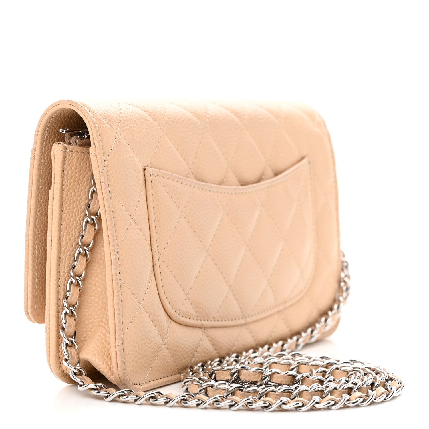Chanel Caviar Quilted Wallet on Chain WOC Beige 3 of 11