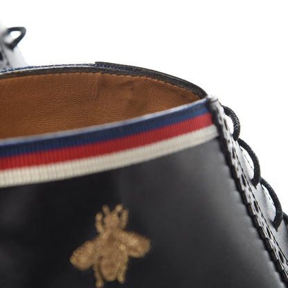 Gucci Calfskin Sylvie Web Bee Star Embroidered Mens Brogue Captoe Boots 10.5 Black 11 of 12