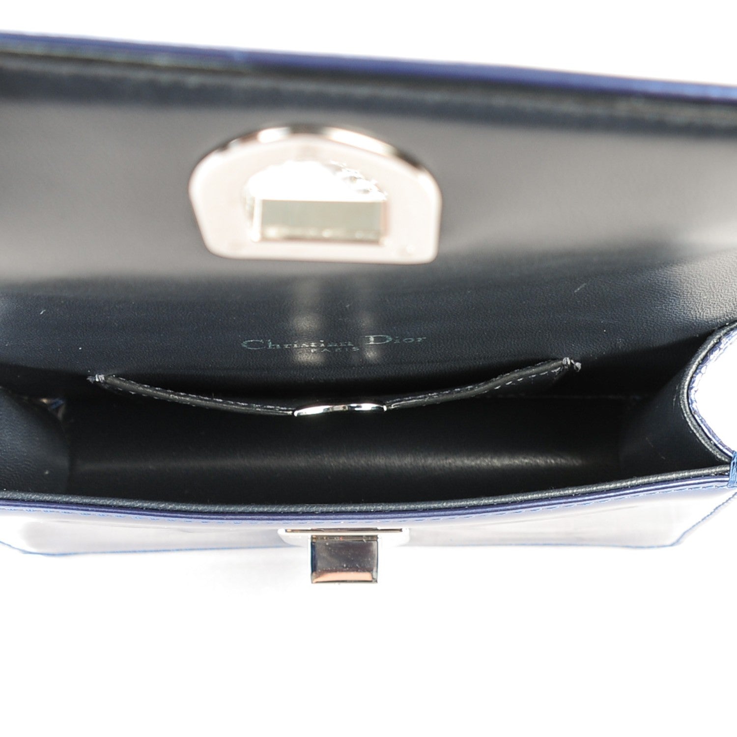 Christian Dior Metallic Patent Micro-Cannage Baby Diorama Flap Bag Bleu 5 of 8