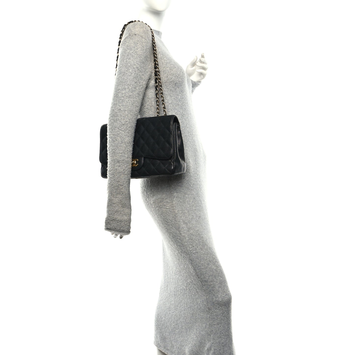 Caviar Quilted Jumbo Single Flap Black