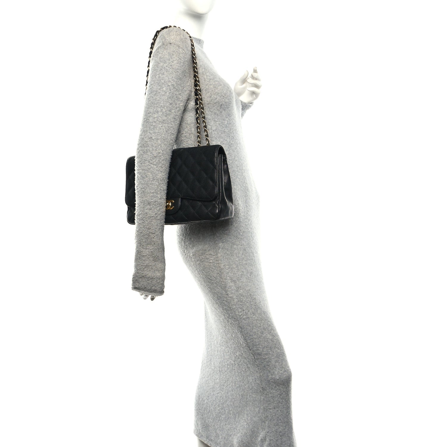 Chanel Caviar Quilted Jumbo Single Flap Black 2 of 11