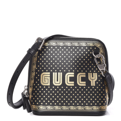 Gucci X SEGA Calfskin GUCCY Stars Mini Dome Shoulder Bag Black Gold 1 of 9
