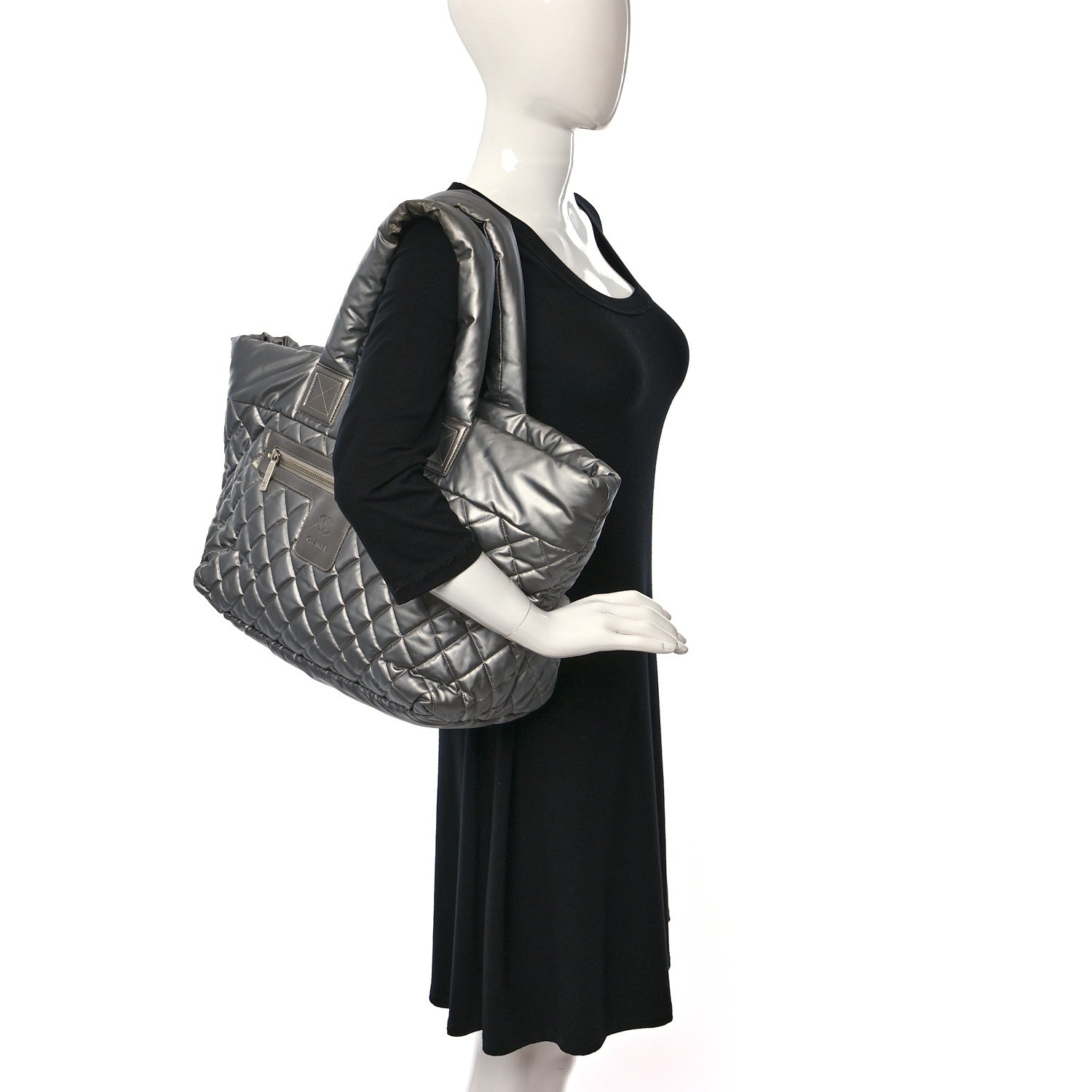 Chanel Nylon Quilted Large Coco Cocoon Tote Silver 3 of 15