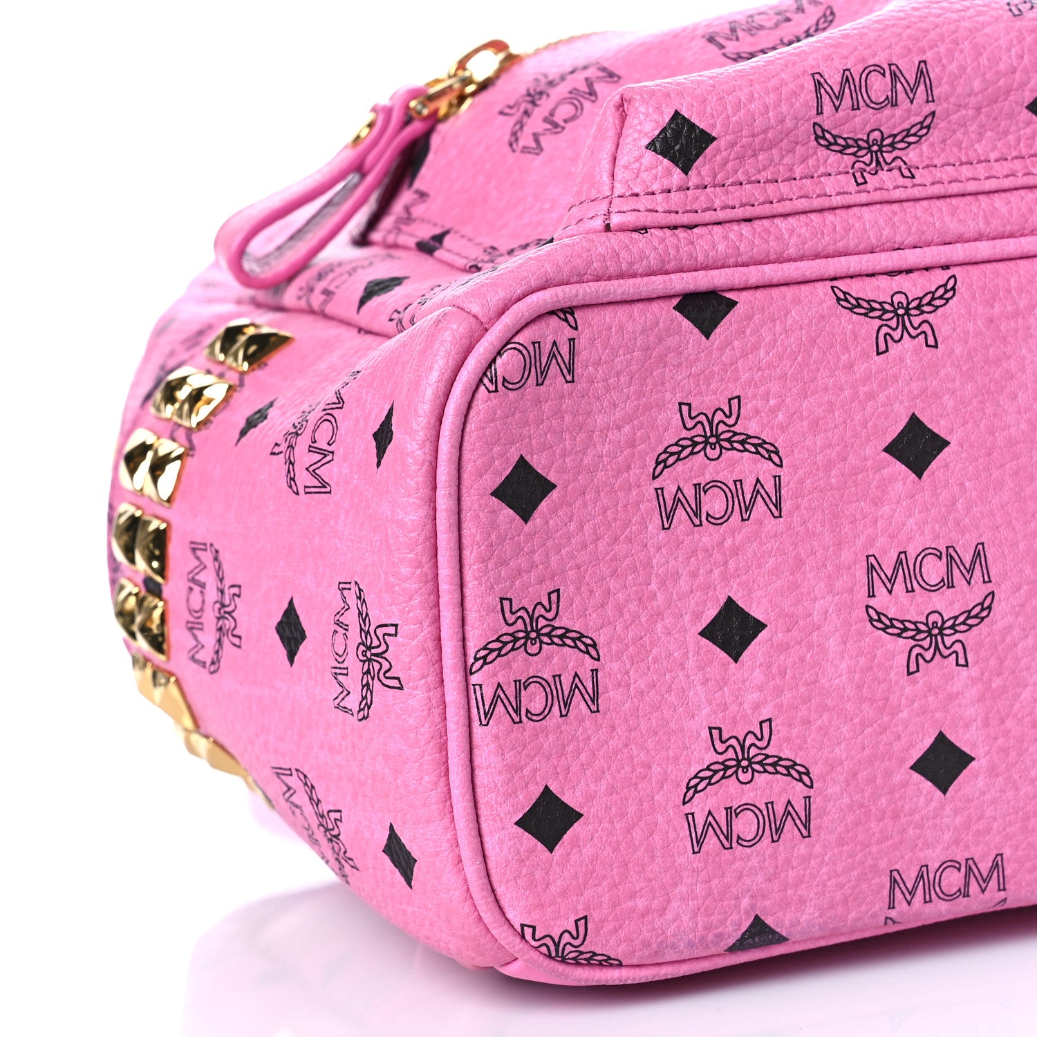 MCM Visetos Small Side Stud Stark Backpack Pink 6 of 8
