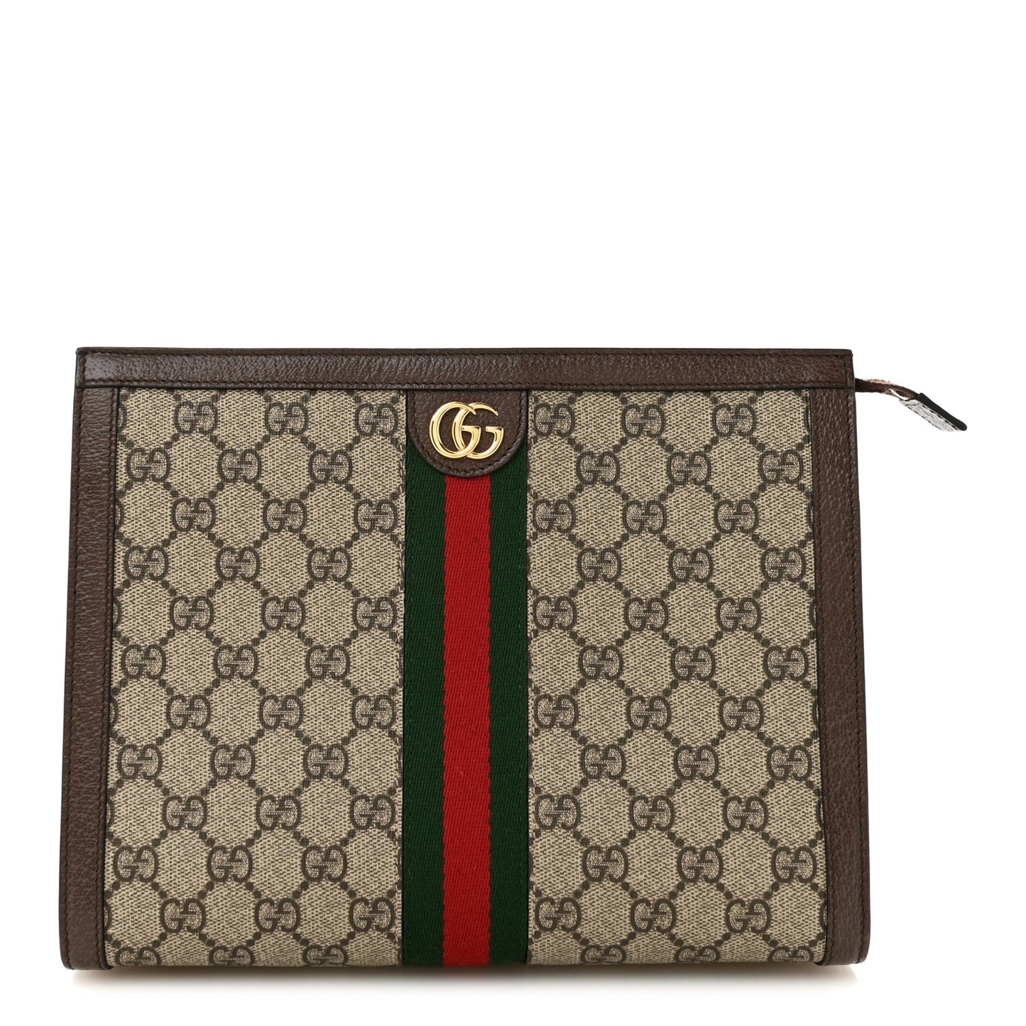 GG Supreme Monogram Web Ophidia Pouch Brown