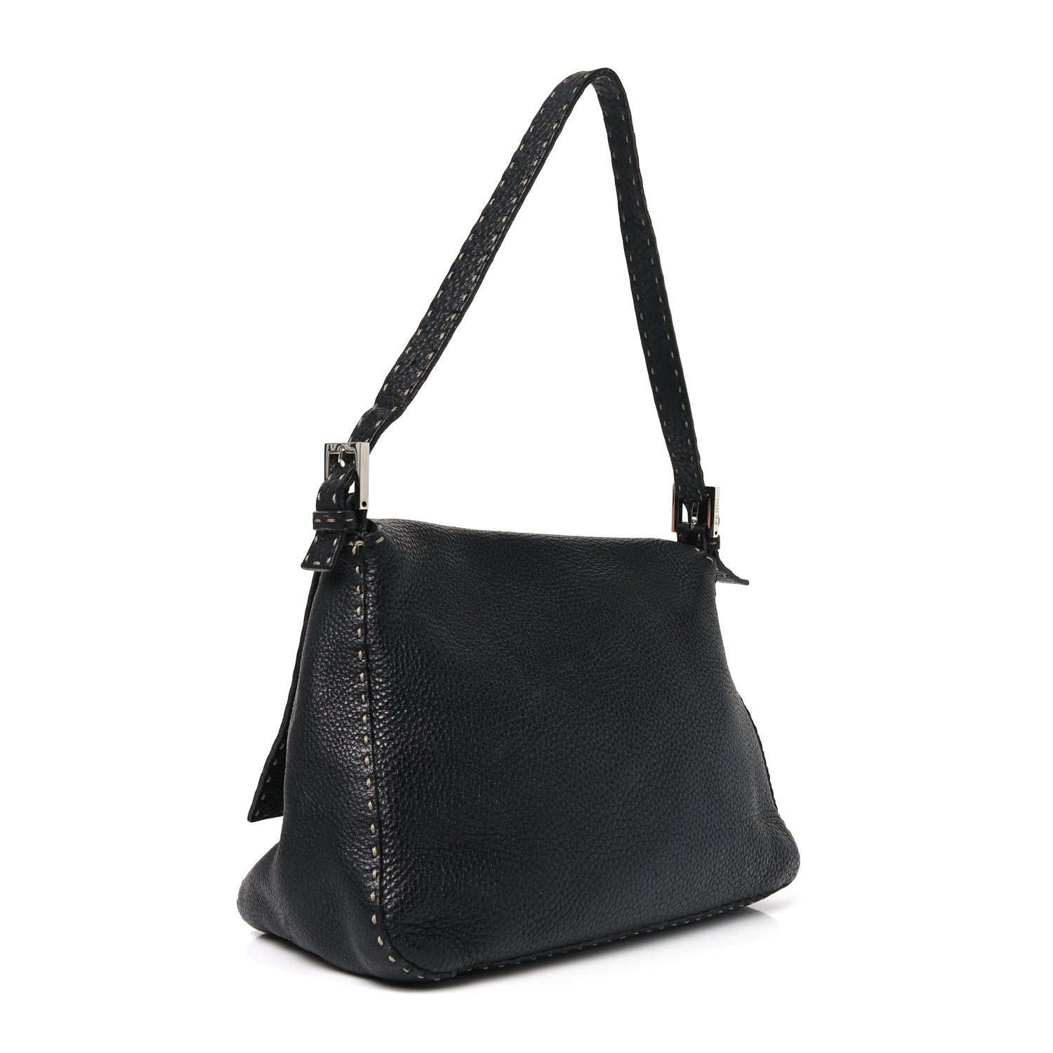 Fendi Calfskin Romano Selleria Forever Mama Baguette Black 3 of 10