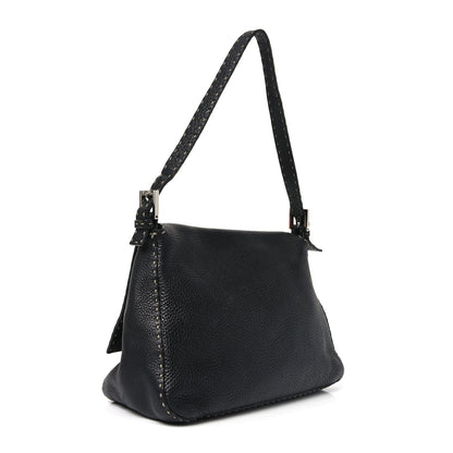 Fendi Calfskin Romano Selleria Forever Mama Baguette Black 3 of 10
