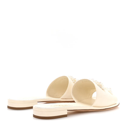 Chanel Lambskin Pearl CC Mules 38.5 Ivory 5 of 9