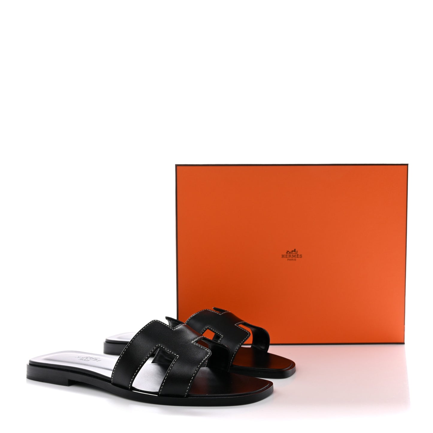 Box Calfskin Oran Sandals 37 Black