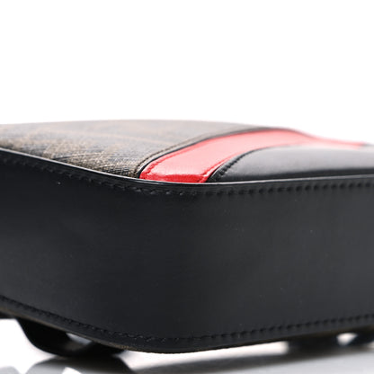 Fendi Glazed Fabric Vitello Liberty FF 1974 Diagonal Small Camera Case Tobacco Rosso Black 9 of 10