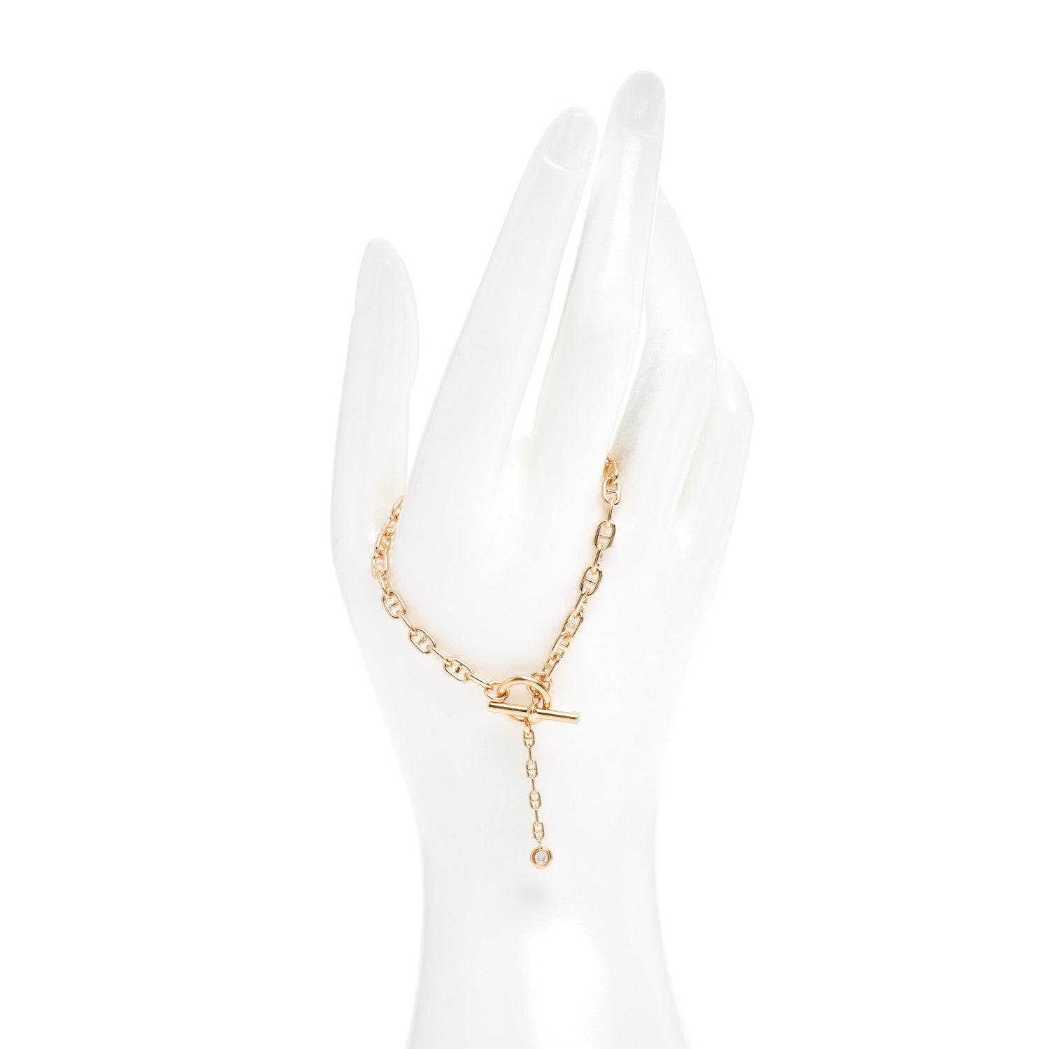 Hermes 18K Yellow Gold Diamond Chaine d'Ancre Enchainee Bracelet SH 2 of 5