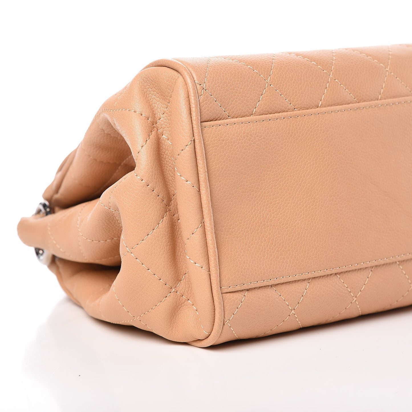 Caviar Quilted Timeless Accordion Flap Beige