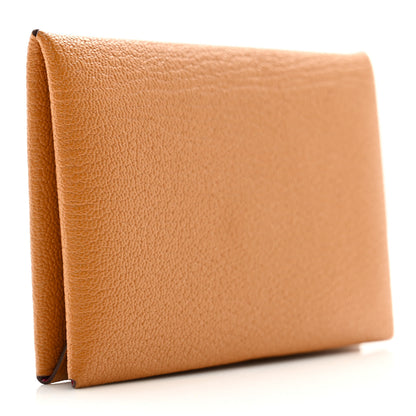 Hermes Chevre Mysore Verso Calvi Card Case Caramel Rose Shocking 3 of 9