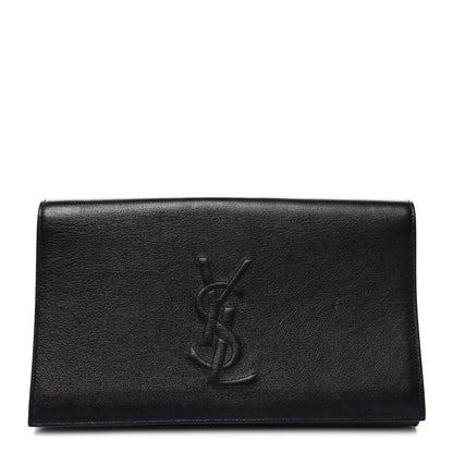 Saint Laurent Calfskin Monogram Large Belle De Jour Clutch Black 1 of 12