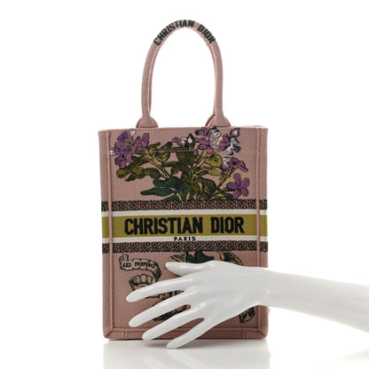 Christian Dior Canvas Embroidered Vertical Fleurs Bibliques Book Tote Pink Multicolor 2 of 13