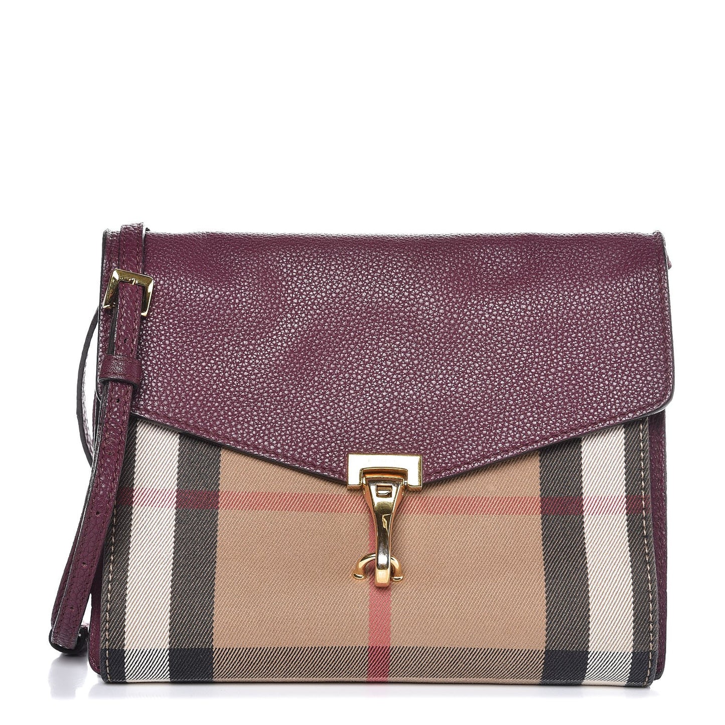 Derby Calfskin House Check Small Macken Crossbody Bag Mahogany Red