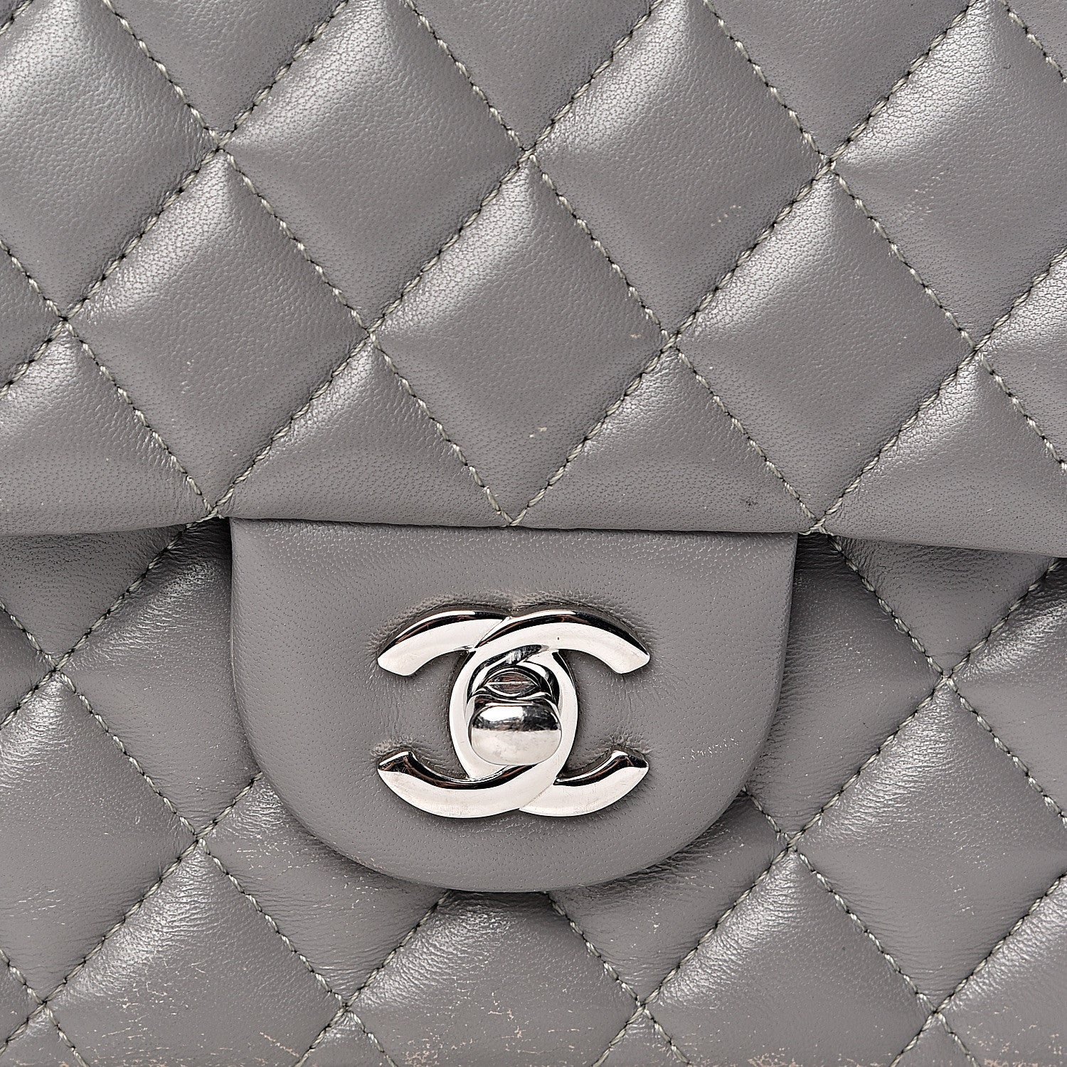 Chanel Lambskin Quilted Medium Double Flap Grey 21 of 21