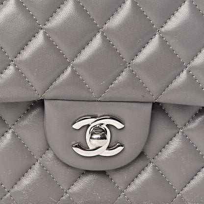Chanel Lambskin Quilted Medium Double Flap Grey 21 of 21