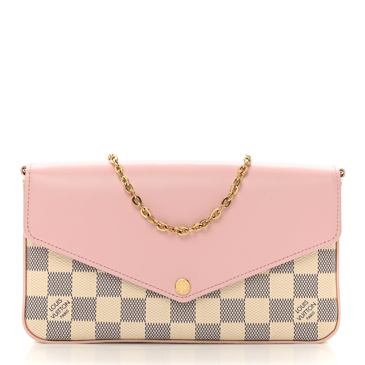 Louis Vuitton Damier Azur Calfskin Pochette Felicie Eau De Rose 3 of 12