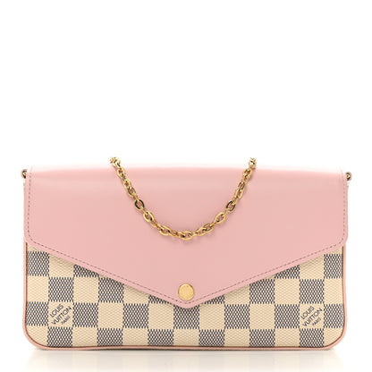 Louis Vuitton Damier Azur Calfskin Pochette Felicie Eau De Rose 3 of 12