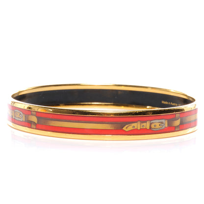 Hermes Enamel Narrow Printed Buckle Bracelet 70 3 of 5