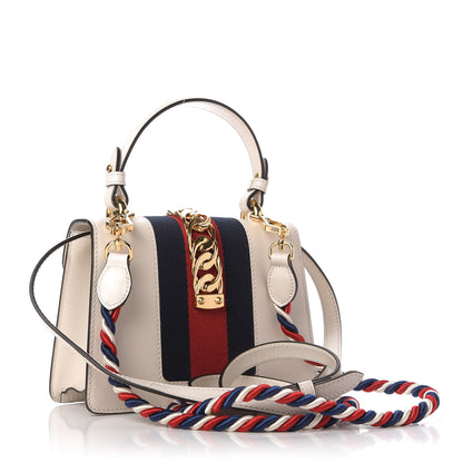 Gucci Calfskin Mini Sylvie Top Handle Bag White 4 of 11