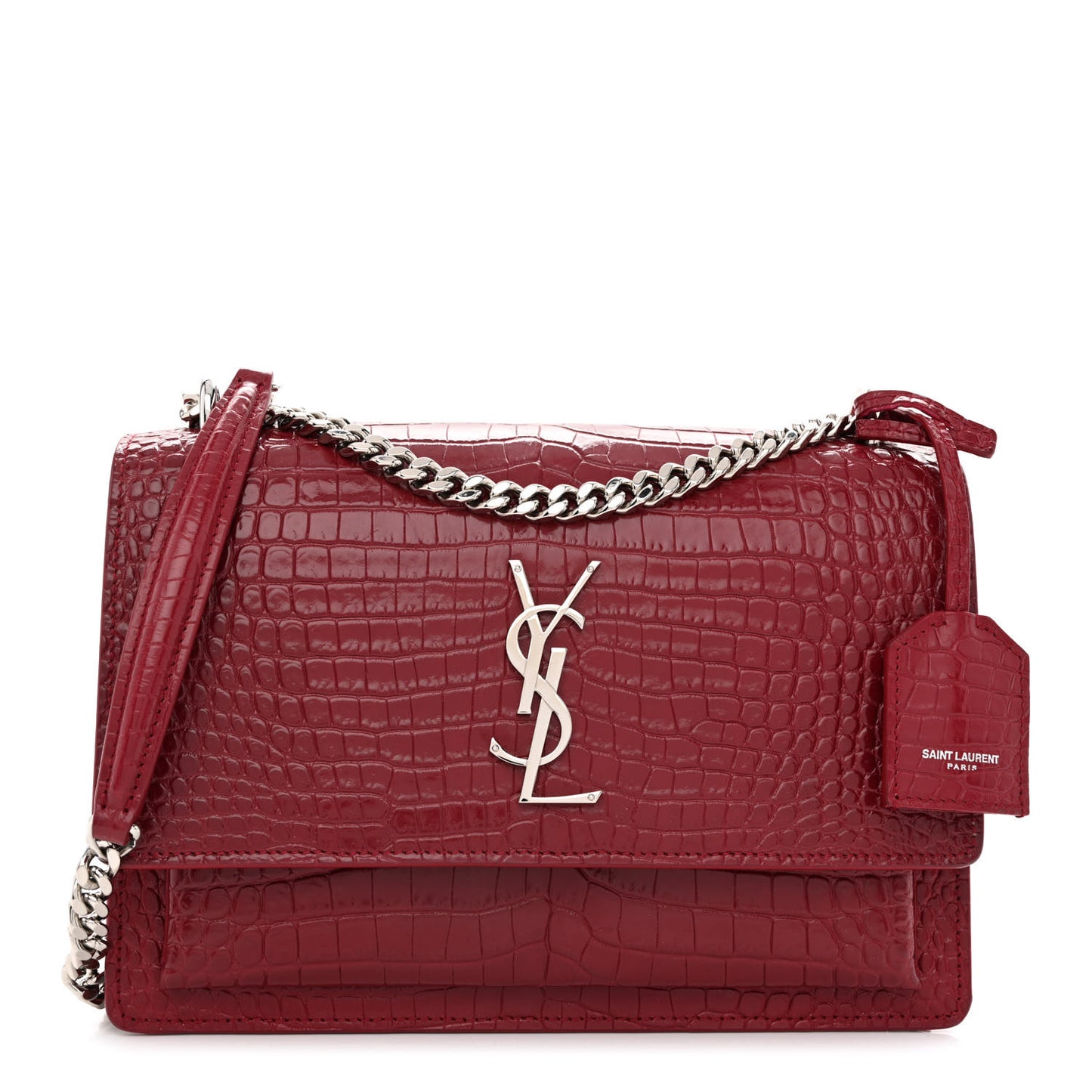 Calfskin Crocodile Embossed Medium Monogram Sunset Palissandre