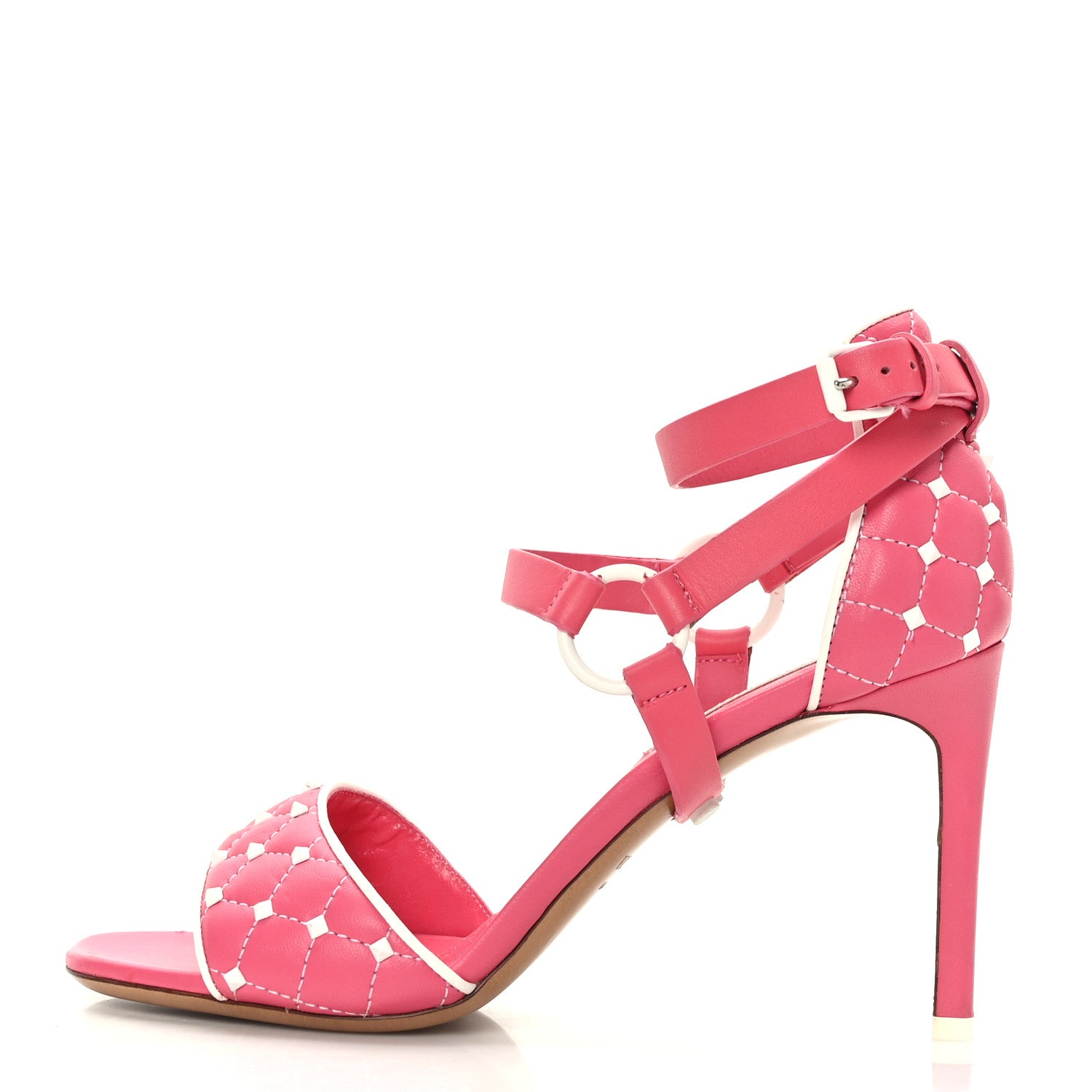 Valentino Garavani Nappa Free Rockstud Spike 90mm Ankle Strap Sandals 36 Shadow Pink Optic White 1 of 9