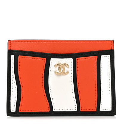 Chanel Calfskin Coco Beach Card Holder Orange White Black 1 of 8