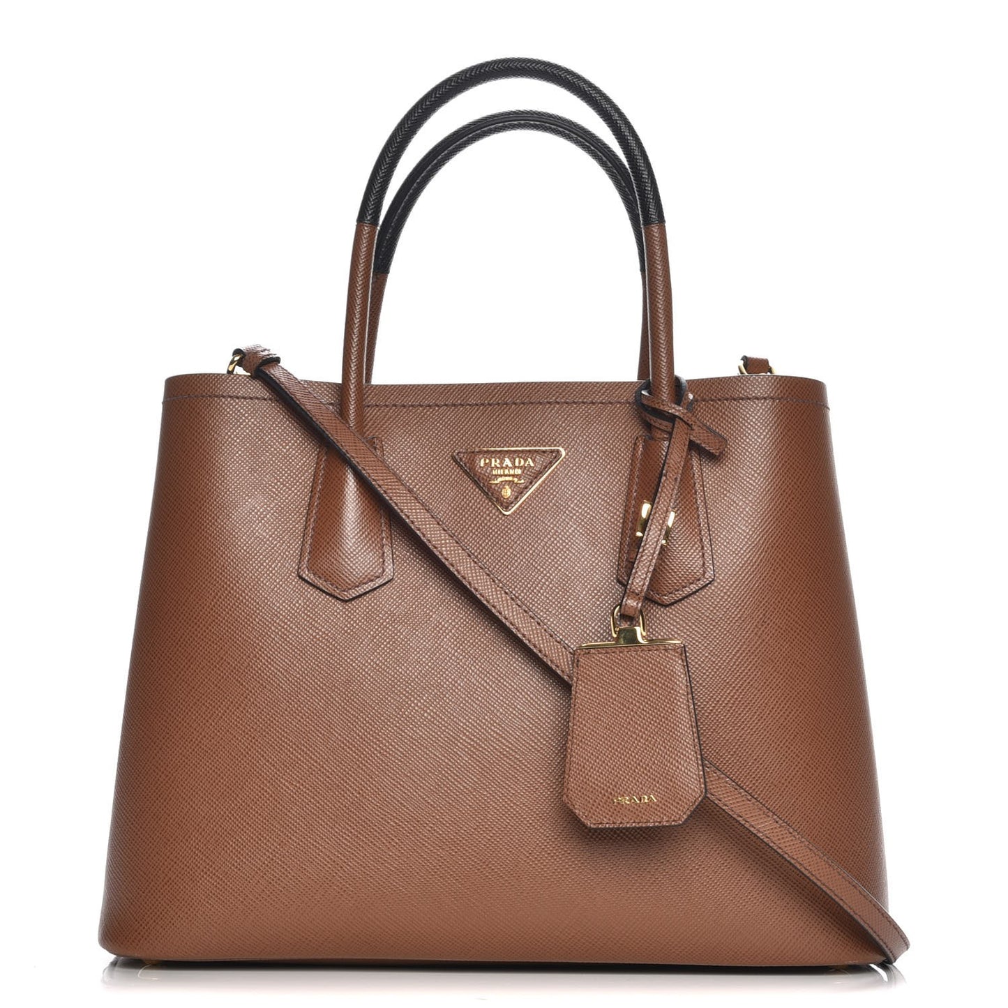 Saffiano Cuir Medium Double Bag Cannella Black