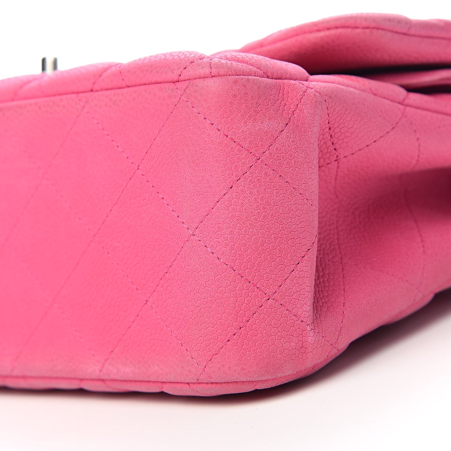 Iridescent Caviar Quilted Jumbo Double Flap Pink