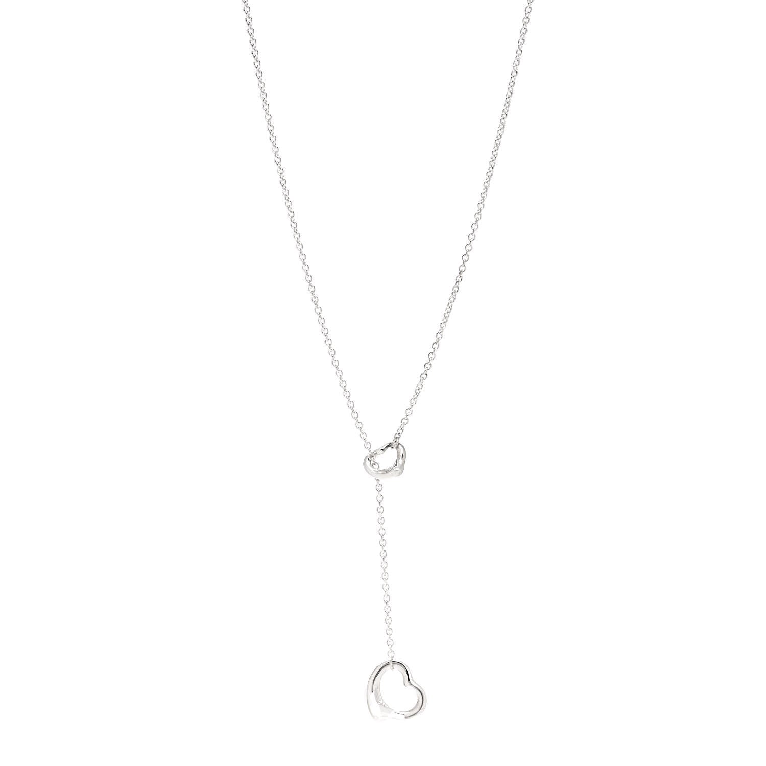 Tiffany Sterling Silver Elsa Peretti Open Heart Lariat Necklace 1 of 5
