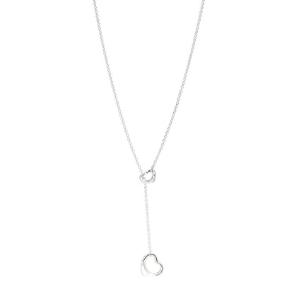 Tiffany Sterling Silver Elsa Peretti Open Heart Lariat Necklace 1 of 5