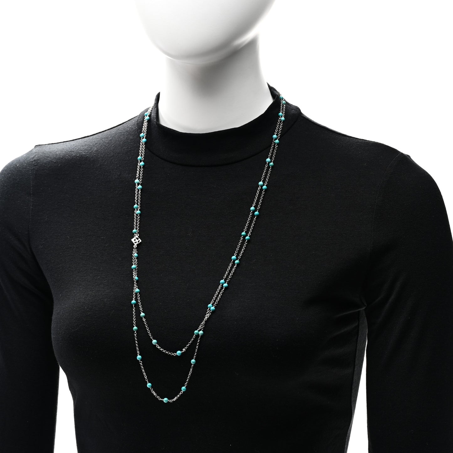 Sterling SIlver Turquoise Long Bead Station Necklace