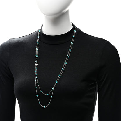 David Yurman Sterling SIlver Turquoise Long Bead Station Necklace 2 of 5