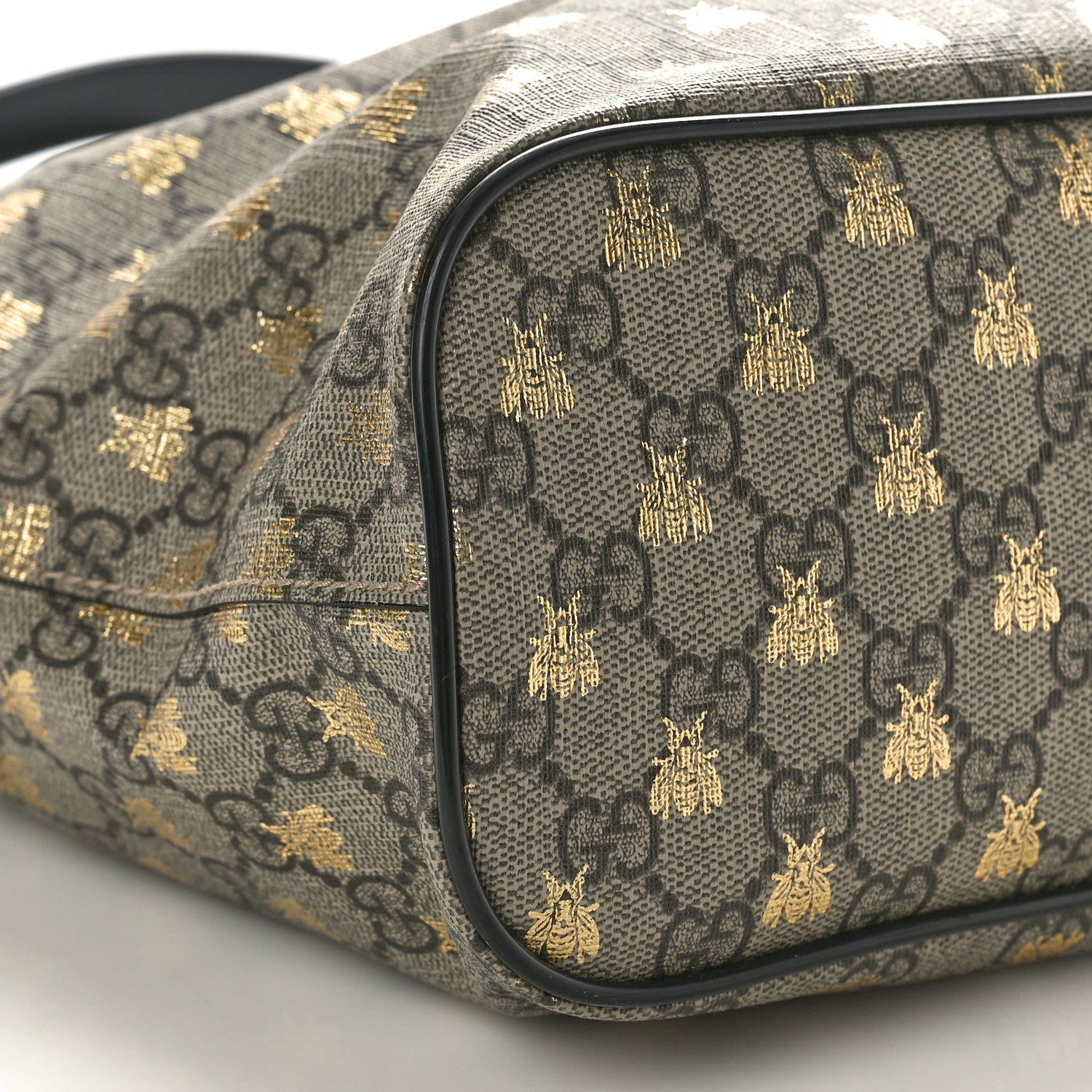 Gucci Soft GG Supreme Monogram Bees Small Crossbody Tote Beige Oro Black 8 of 10