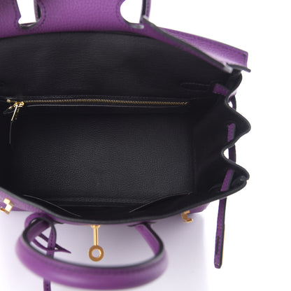 Hermes Togo Horseshoe Birkin 25 Anemone Black 5 of 10