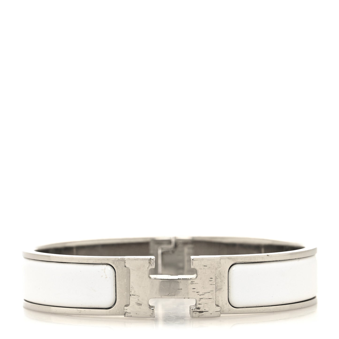 Enamel Narrow Clic Clac H Bracelet PM White