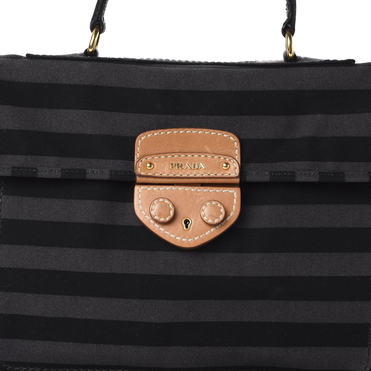 Prada Canvas Canapa Righe Striped Top Handle Satchel Gendarme 7 of 9