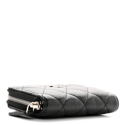 Chanel Caviar Quilted Zip Around Coin Purse Wallet On Chain Black 4 of 11