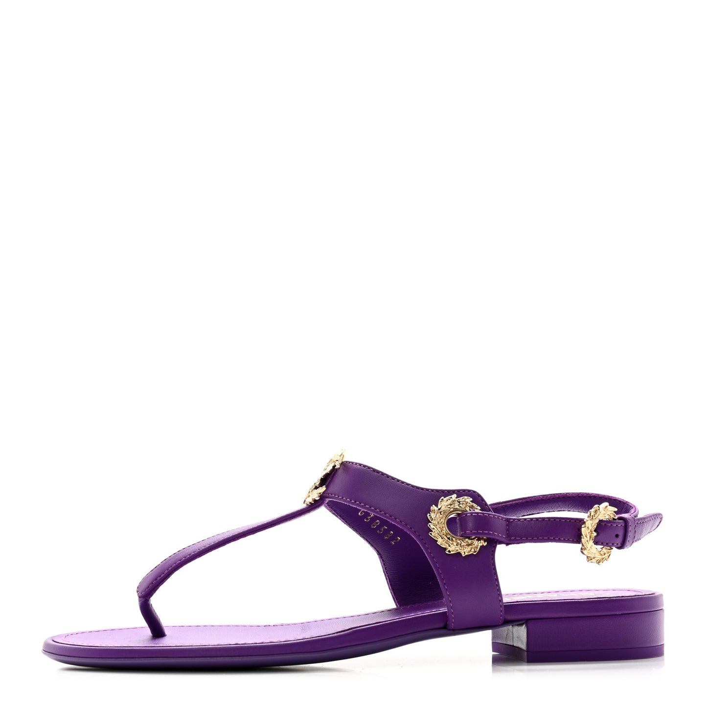 Lambskin CC Leaf Thong Sandals 37 Purple